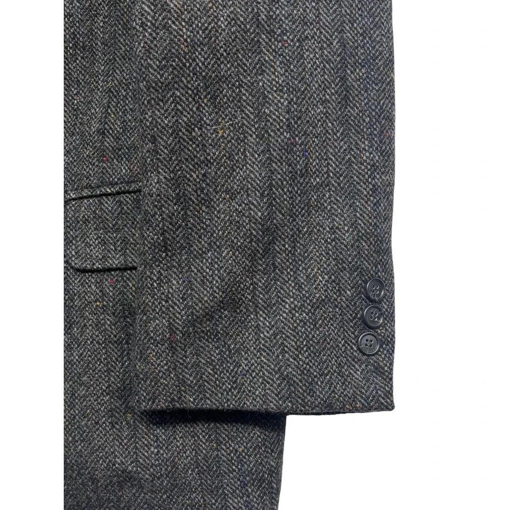 vtg Gray Herringbone Stripe Tweed 50R Blazer Jacket Sport Suit Coat Wool Mens